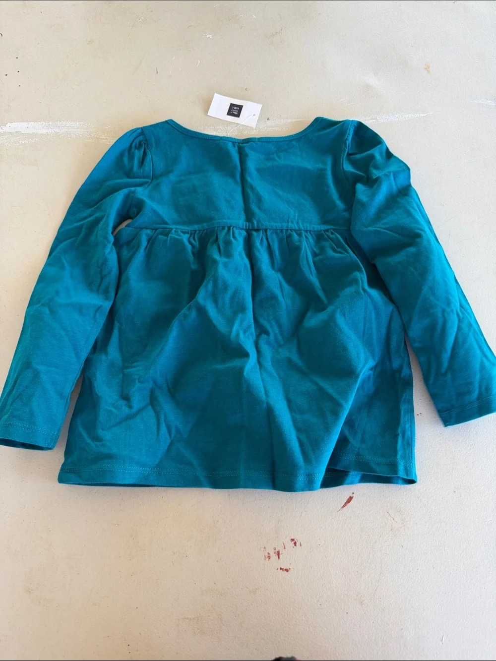 NWT GAPKIDS Teal Long-Sleeve Top with Embroidered Yoke